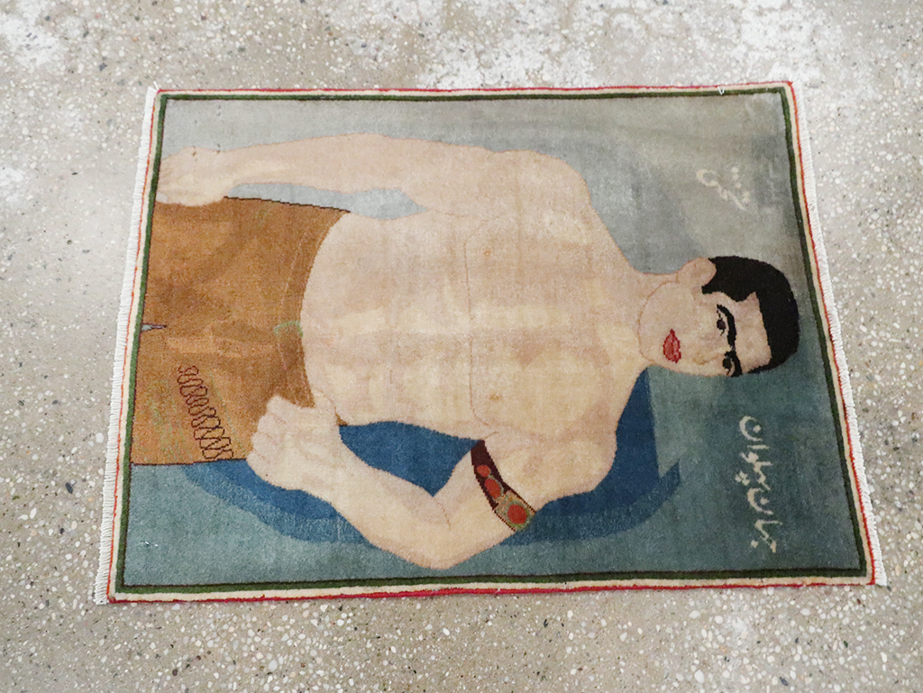 Vintage Persian Tabriz Pictorial Rug, No.28101 - Staging