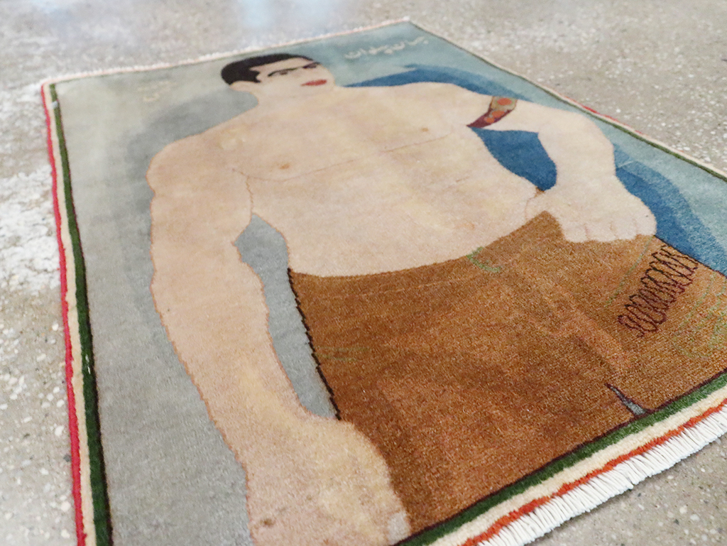 Vintage Persian Tabriz Pictorial Rug, No.28101 - Staging