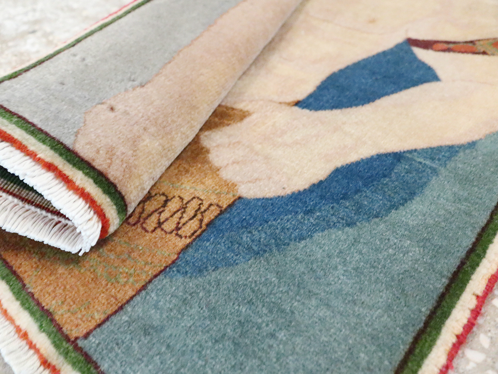 Vintage Persian Tabriz Pictorial Rug, No.28101 - Staging