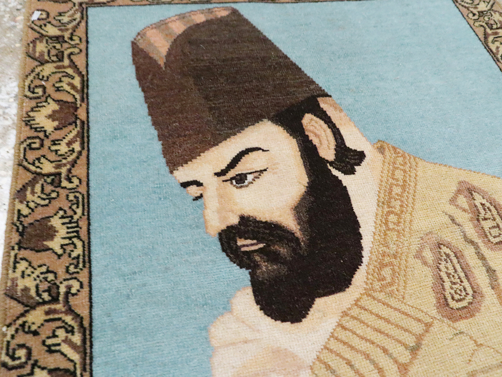 Vintage Persian Tabriz Pictorial Rug, No.28102 - Staging