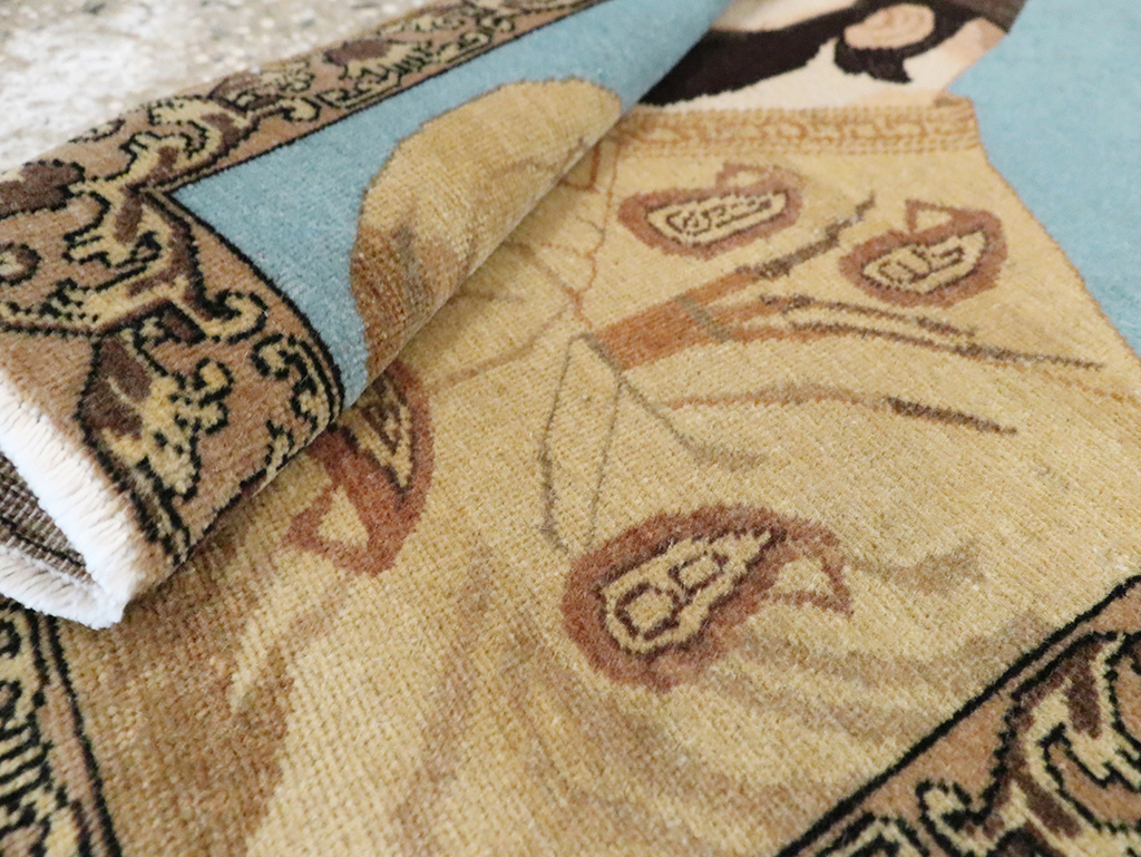 Vintage Persian Tabriz Pictorial Rug, No.28102 - Staging