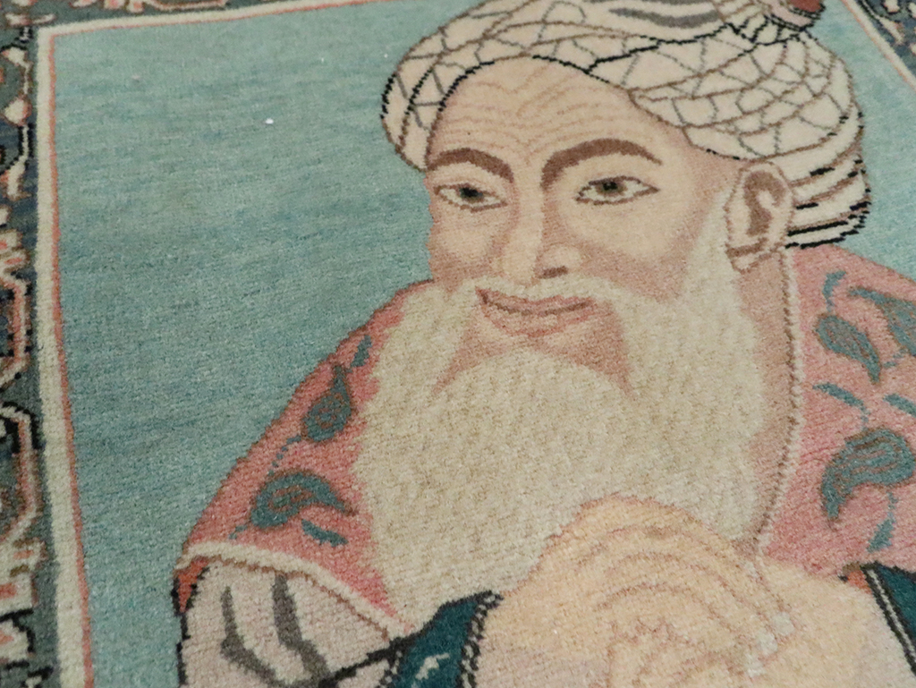 Vintage Persian Tabriz Pictorial Rug, No.28103 - Staging