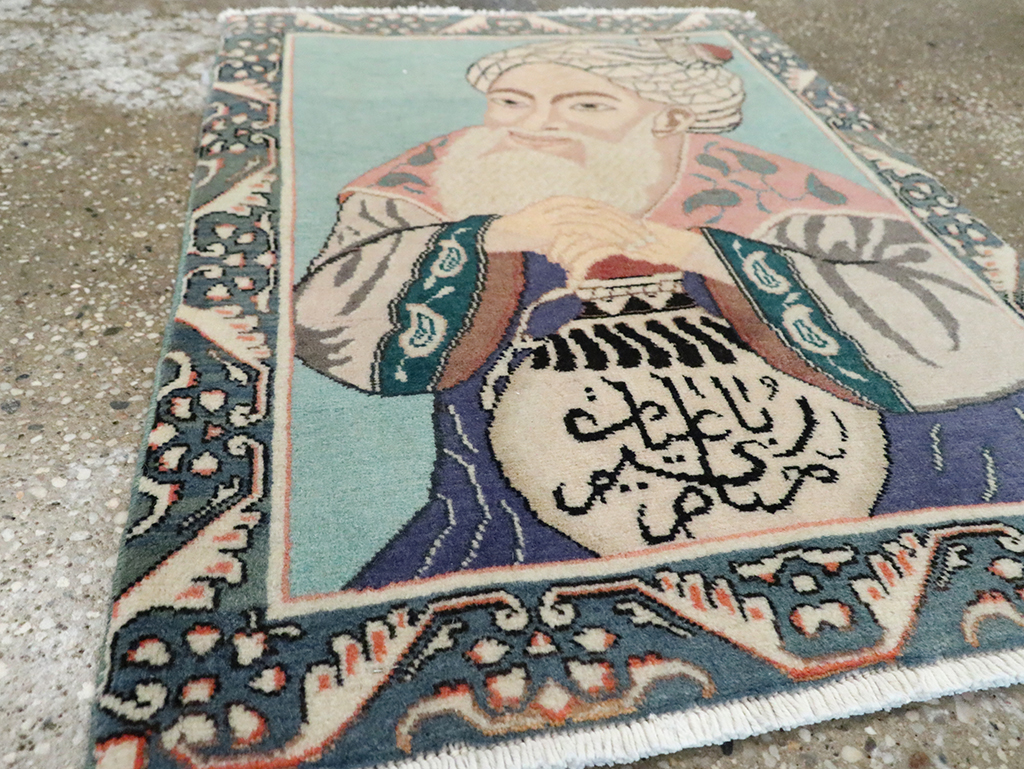 Vintage Persian Tabriz Pictorial Rug, No.28103 - Staging