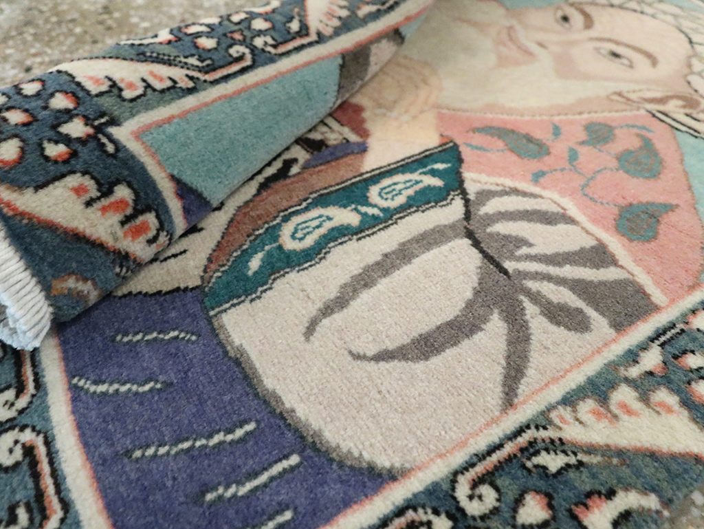 Vintage Persian Tabriz Pictorial Rug, No.28103 - Staging