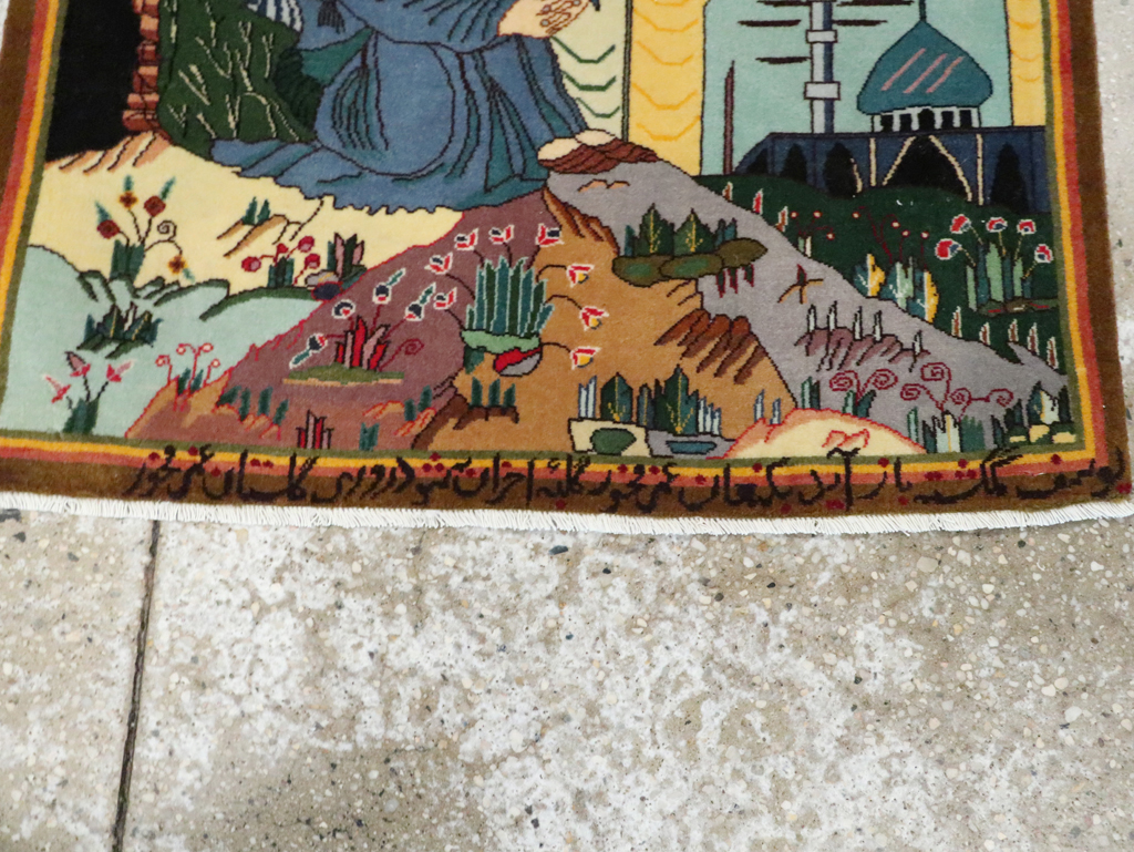 Vintage Persian Tabriz Pictorial Rug, No.28105 - Staging