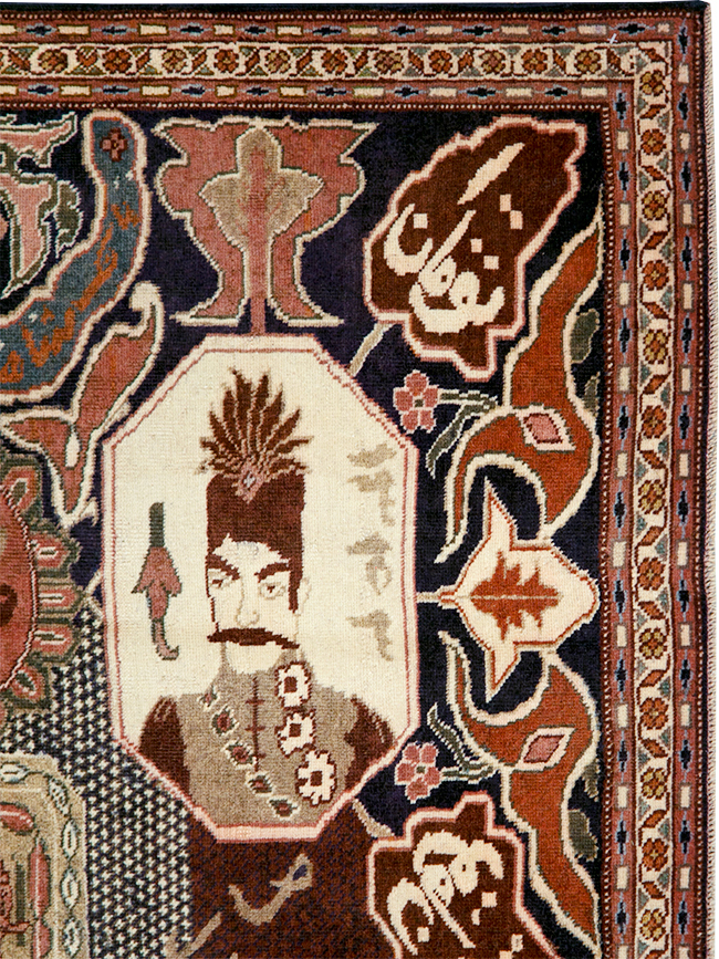 Vintage Persian Tabriz Pictorial Rug, No.28106 - Staging