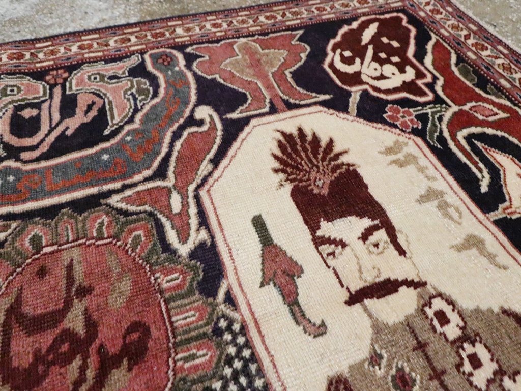 Vintage Persian Tabriz Pictorial Rug, No.28106 - Staging