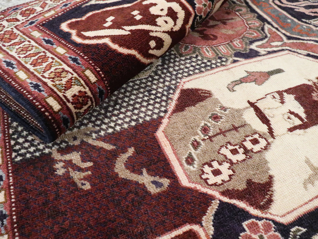 Vintage Persian Tabriz Pictorial Rug, No.28106 - Staging