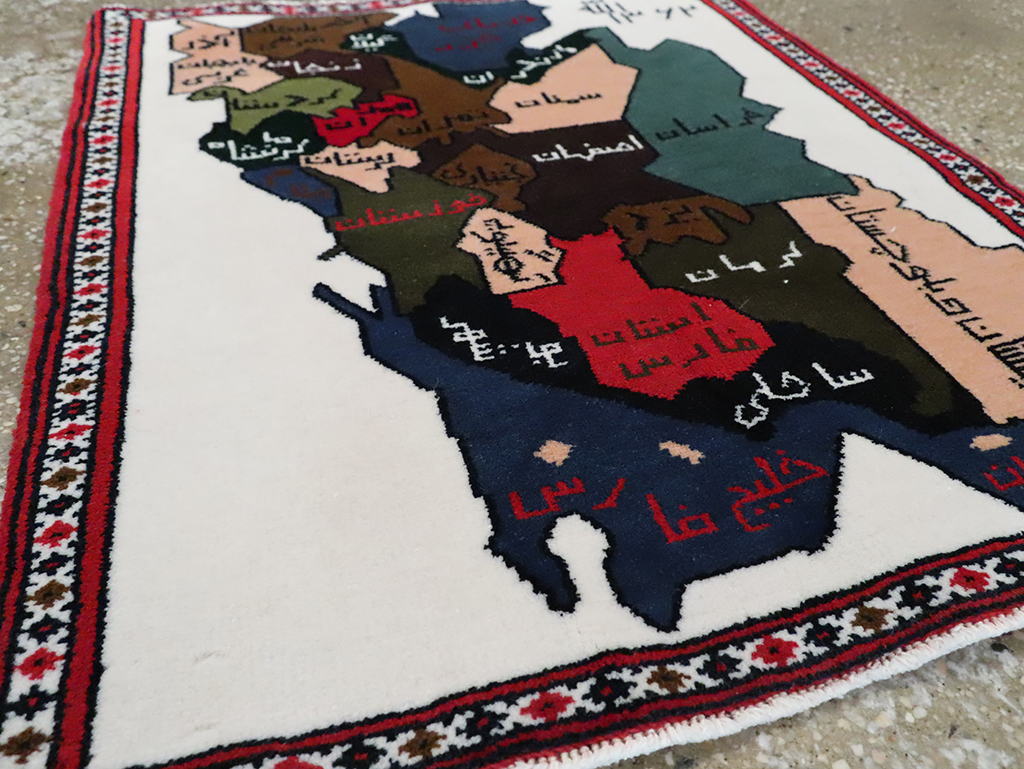 Vintage Persian Baluch Pictorial Map Rug, No.28114 - Staging