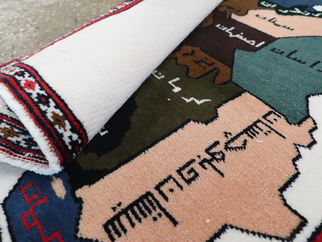 Vintage Persian Baluch Pictorial Map Rug, No.28114 - Staging