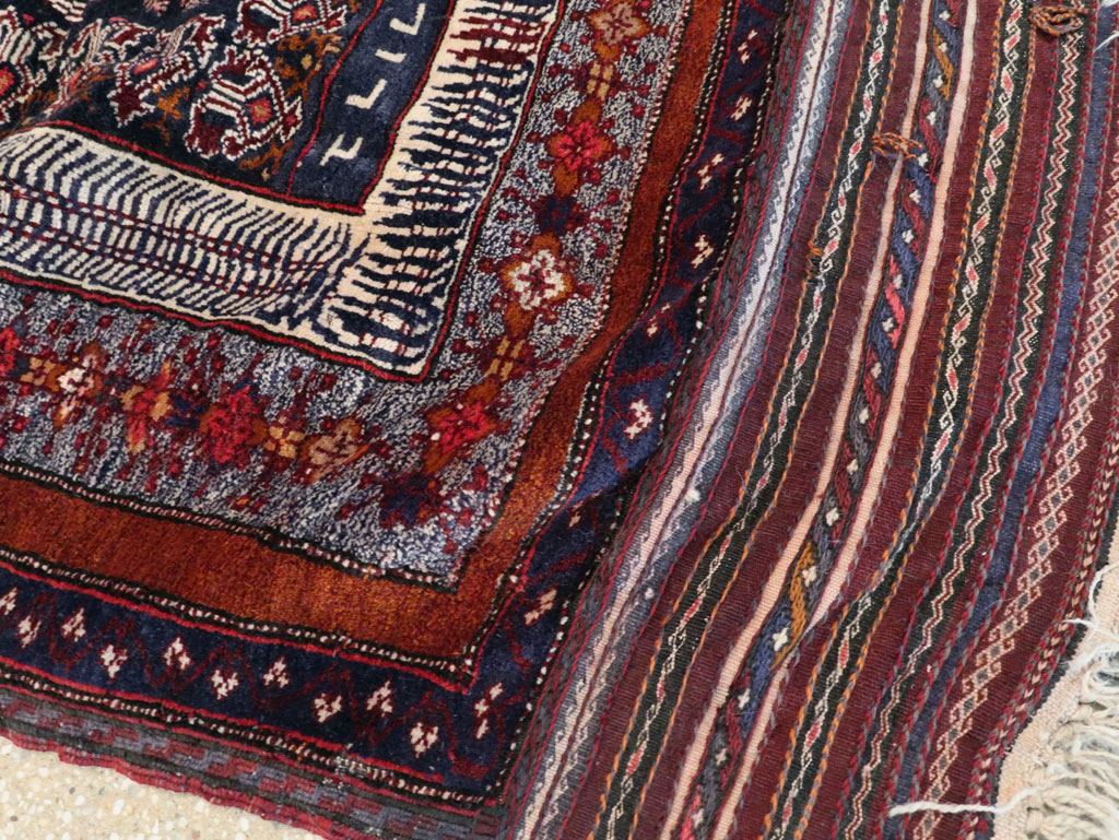 Vintage Persian Baluch Pictorial Square Rug, No.28120 - Staging