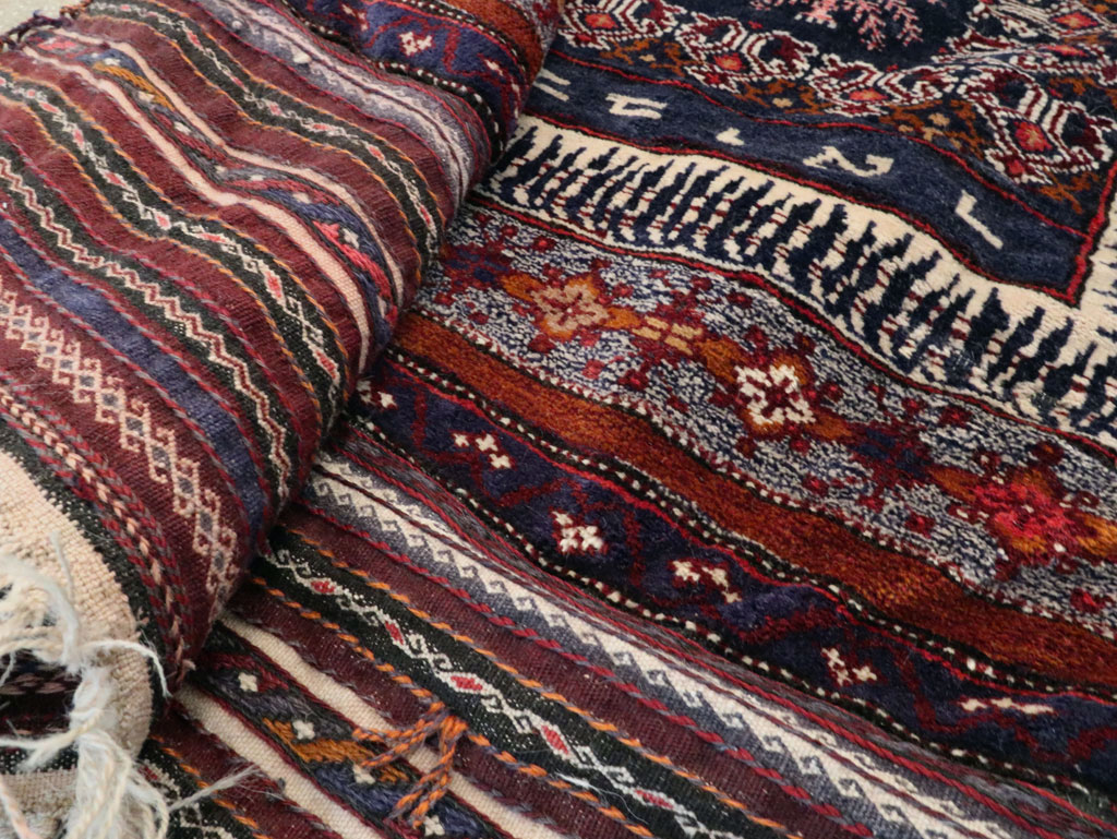 Vintage Persian Baluch Pictorial Square Rug, No.28120 - Staging