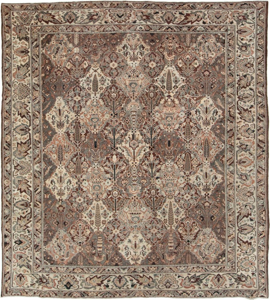 Antique Persian Square Bakhtiari Carpet, No.28122 - Staging