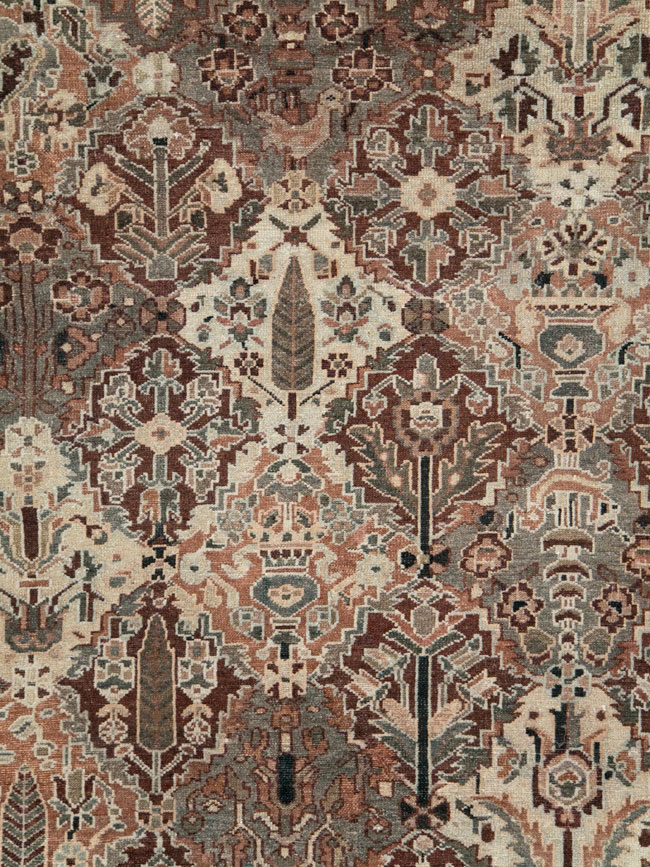 Antique Persian Square Bakhtiari Carpet, No.28122 - Staging