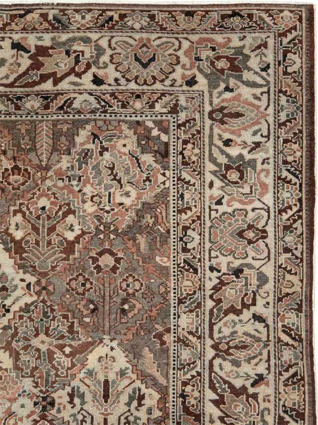 Antique Persian Square Bakhtiari Carpet, No.28122 - Staging
