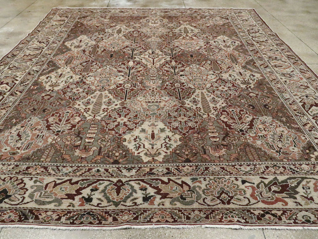 Antique Persian Square Bakhtiari Carpet, No.28122 - Staging