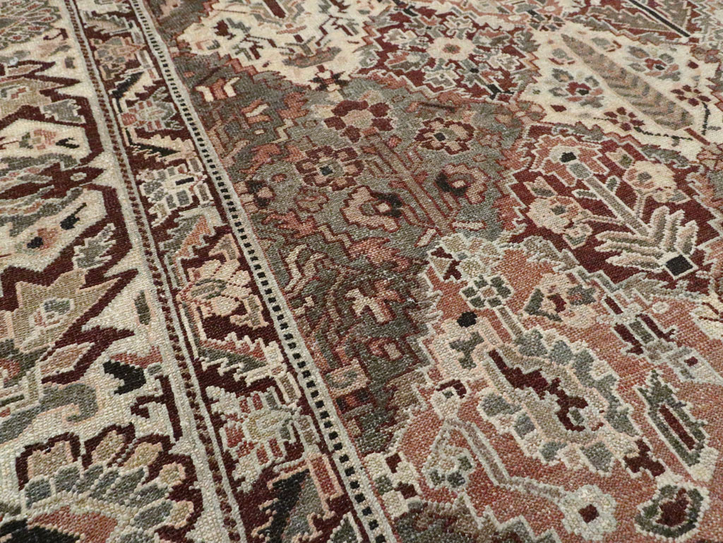 Antique Persian Square Bakhtiari Carpet, No.28122 - Staging