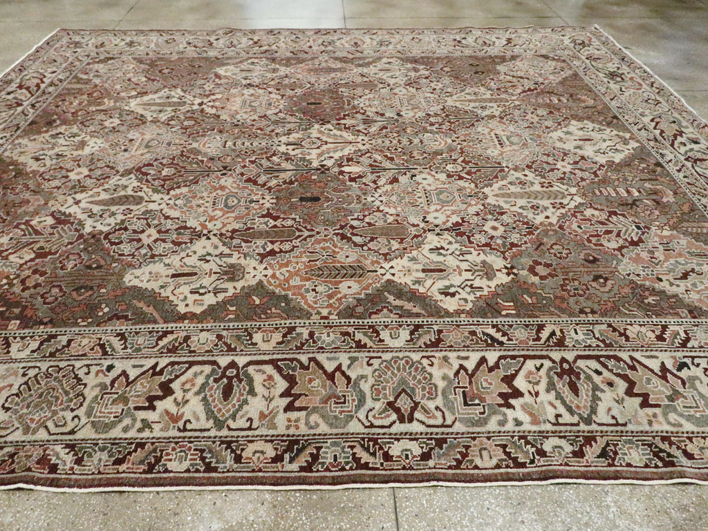 Antique Persian Square Bakhtiari Carpet, No.28122 - Staging