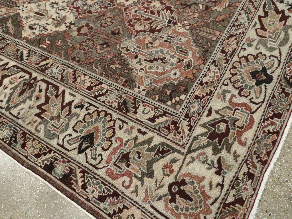 Antique Persian Square Bakhtiari Carpet, No.28122 - Staging