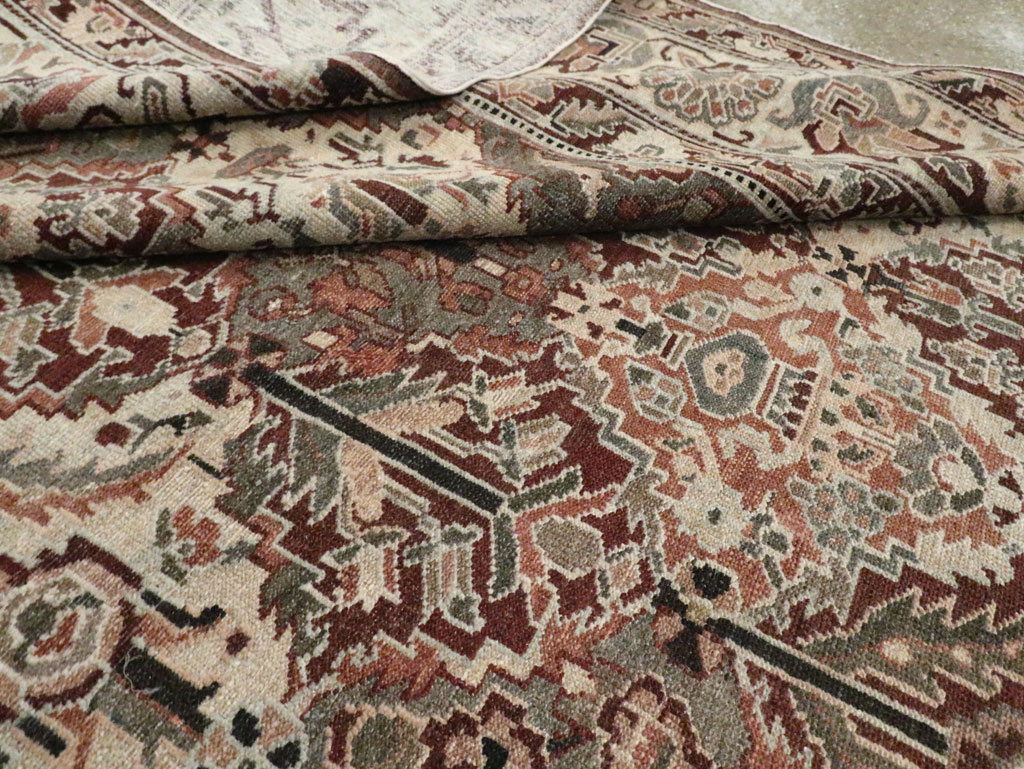 Antique Persian Square Bakhtiari Carpet, No.28122 - Staging