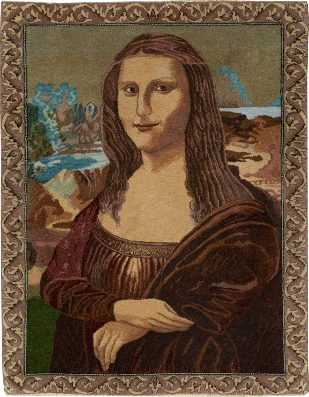 Vintage Persian Tabriz Pictorial Rug, No.28131 - Staging