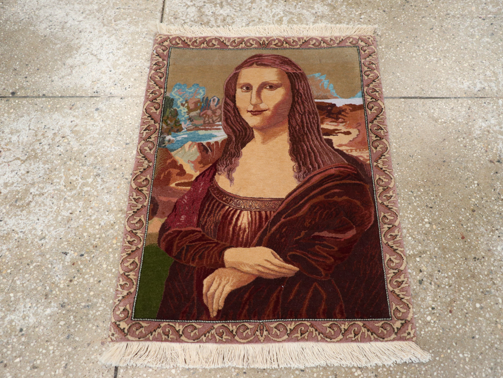 Vintage Persian Tabriz Pictorial Rug, No.28131 - Staging