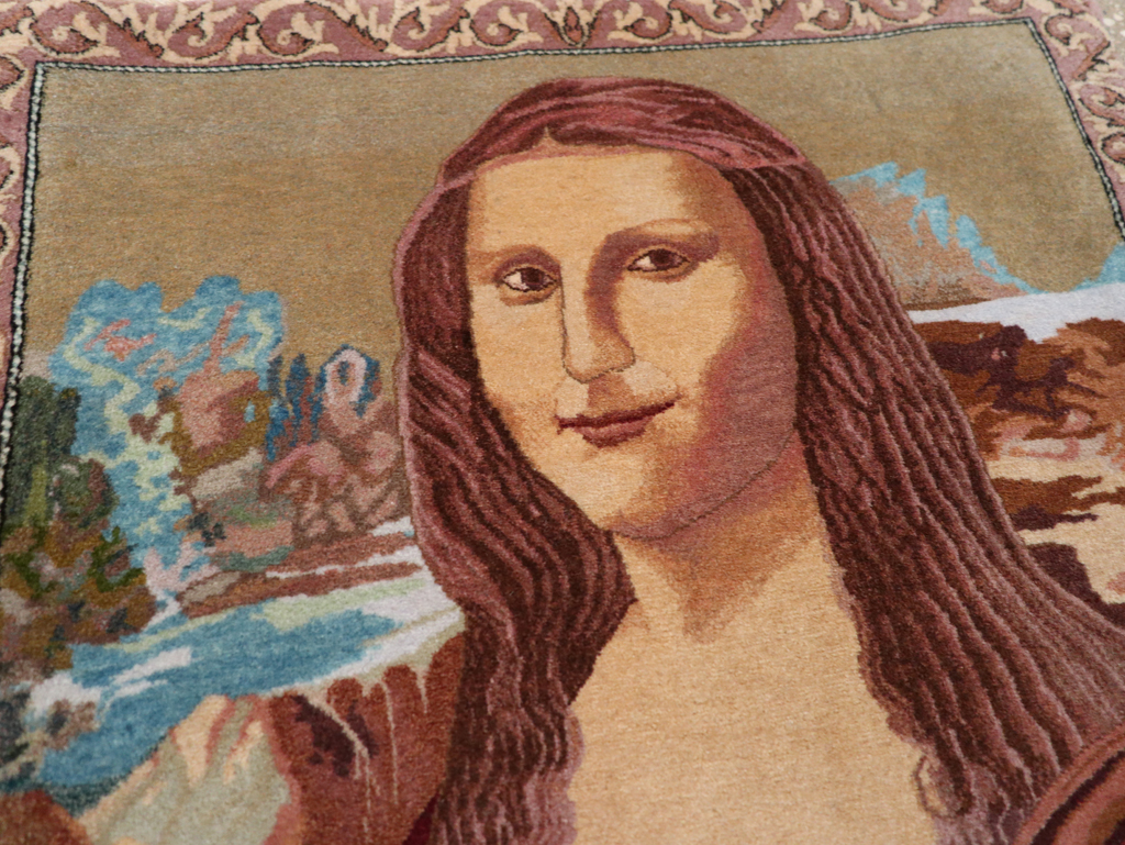 Vintage Persian Tabriz Pictorial Rug, No.28131 - Staging