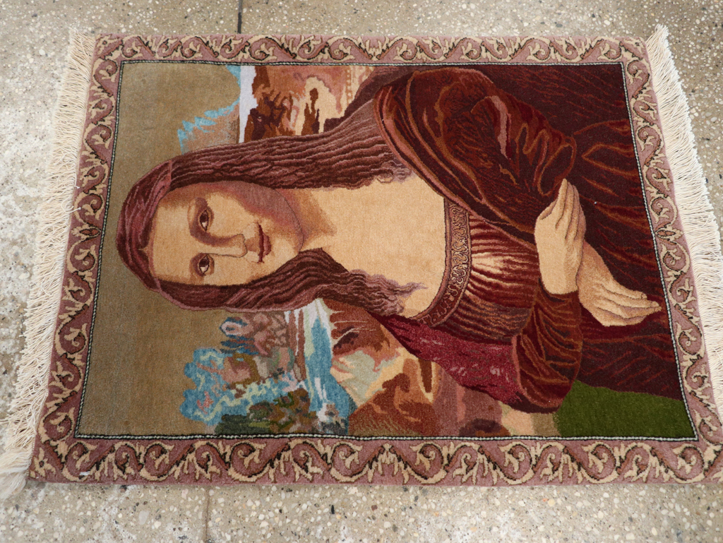 Vintage Persian Tabriz Pictorial Rug, No.28131 - Staging