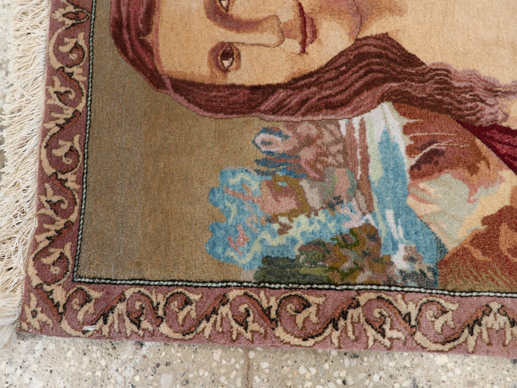 Vintage Persian Tabriz Pictorial Rug, No.28131 - Staging