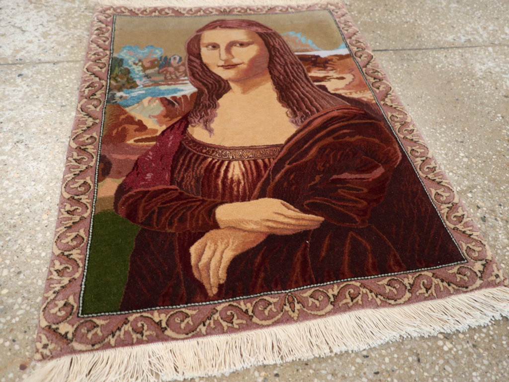 Vintage Persian Tabriz Pictorial Rug, No.28131 - Staging