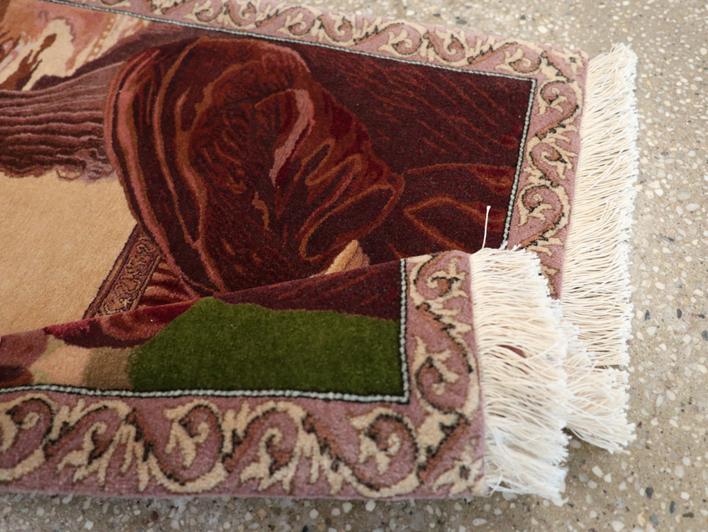 Vintage Persian Tabriz Pictorial Rug, No.28131 - Staging