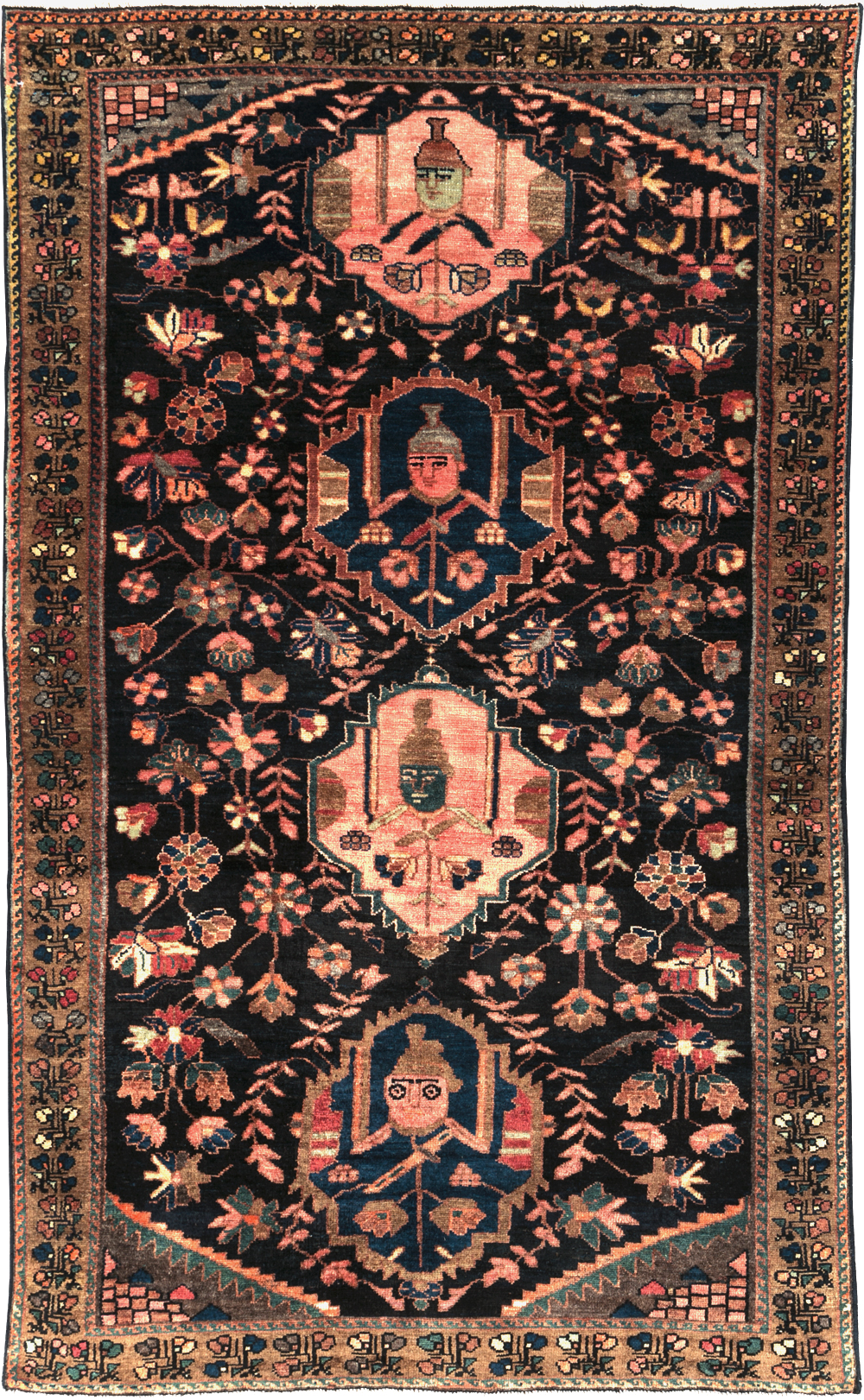Antique Persian Pictorial Malayer Rug, No.28133 - Staging