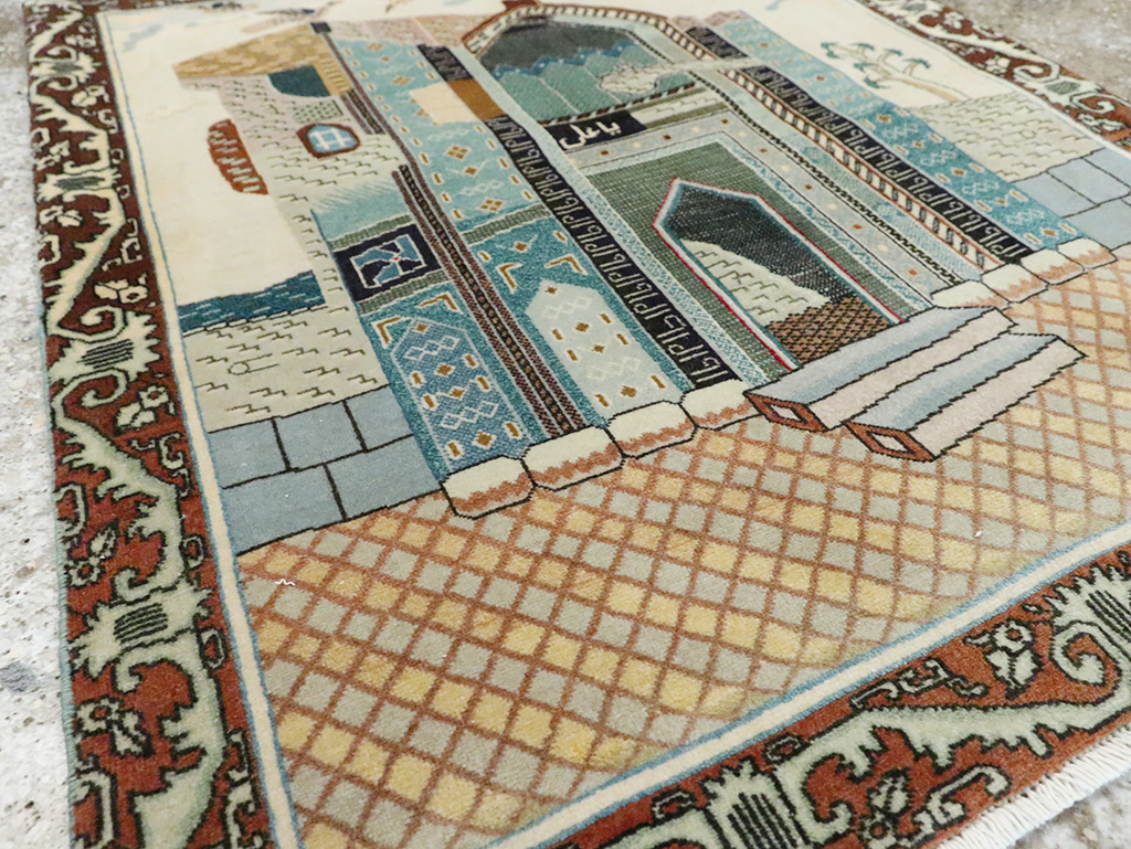 Vintage Persian Pictorial Tabriz Rug, No.28135 - Staging