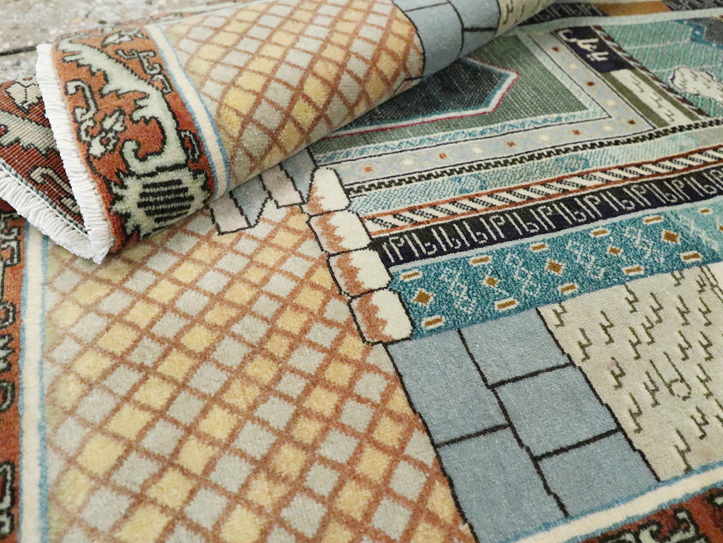 Vintage Persian Pictorial Tabriz Rug, No.28135 - Staging