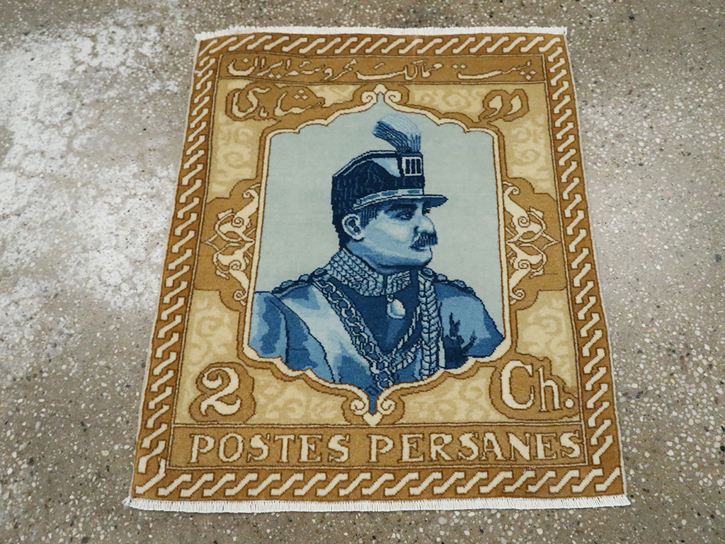 Vintage Persian Tabriz Pictorial Rug, No.28137 - Staging