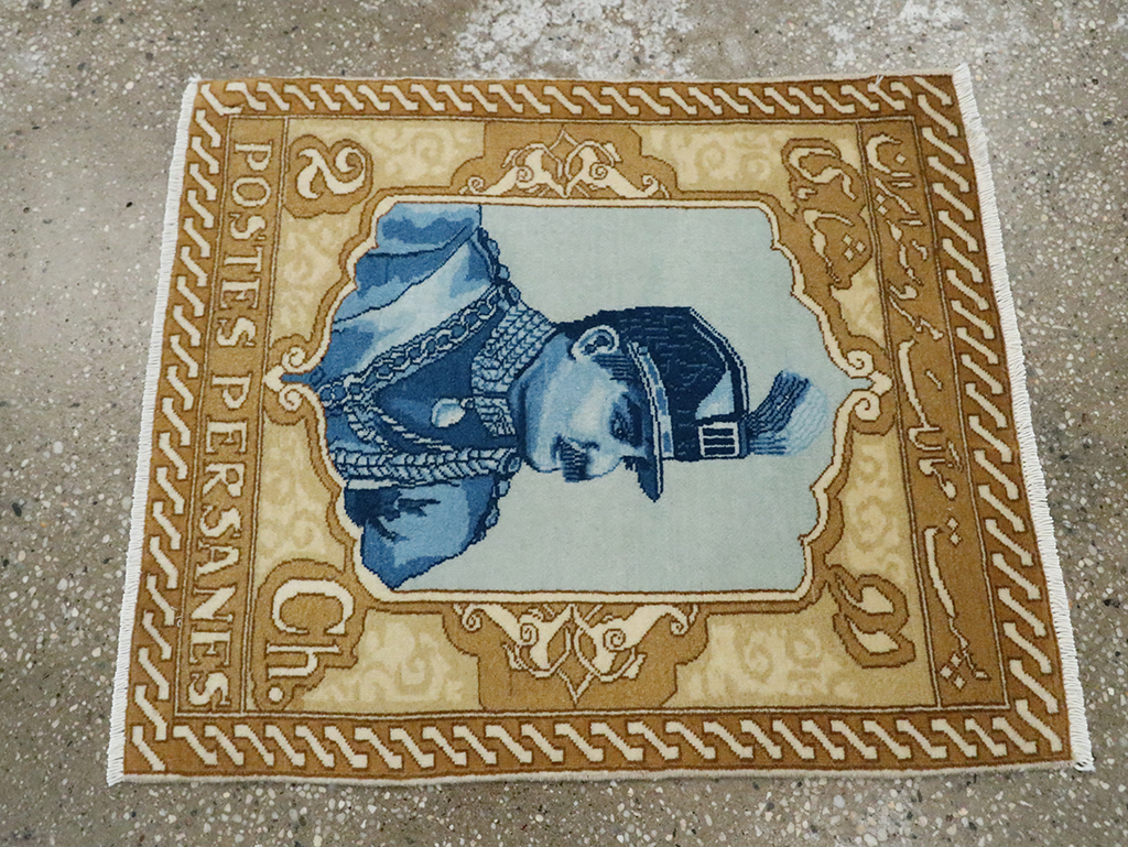 Vintage Persian Tabriz Pictorial Rug, No.28137 - Staging