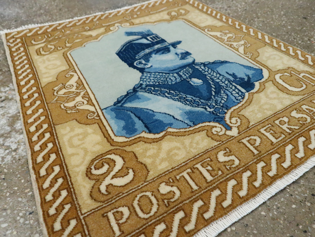 Vintage Persian Tabriz Pictorial Rug, No.28137 - Staging