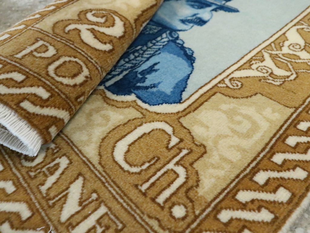 Vintage Persian Tabriz Pictorial Rug, No.28137 - Staging