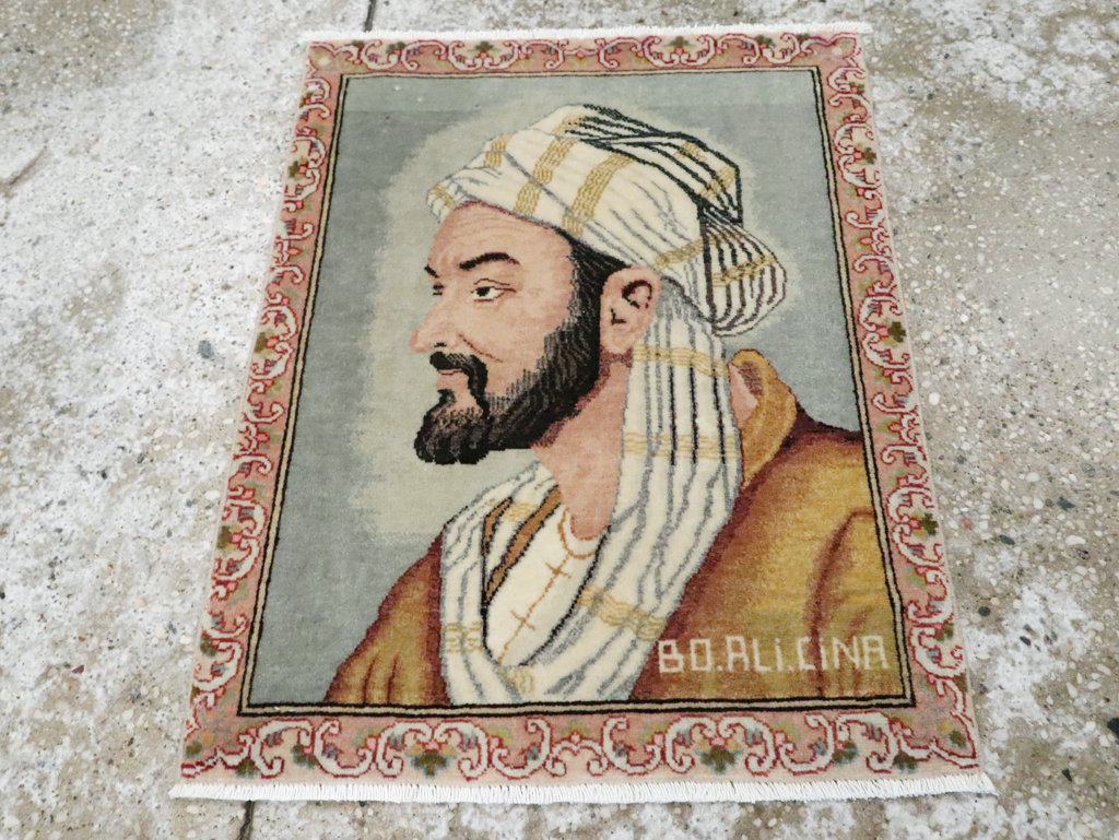 Vintage Persian Tabriz Pictorial Rug, No.28138 - Staging