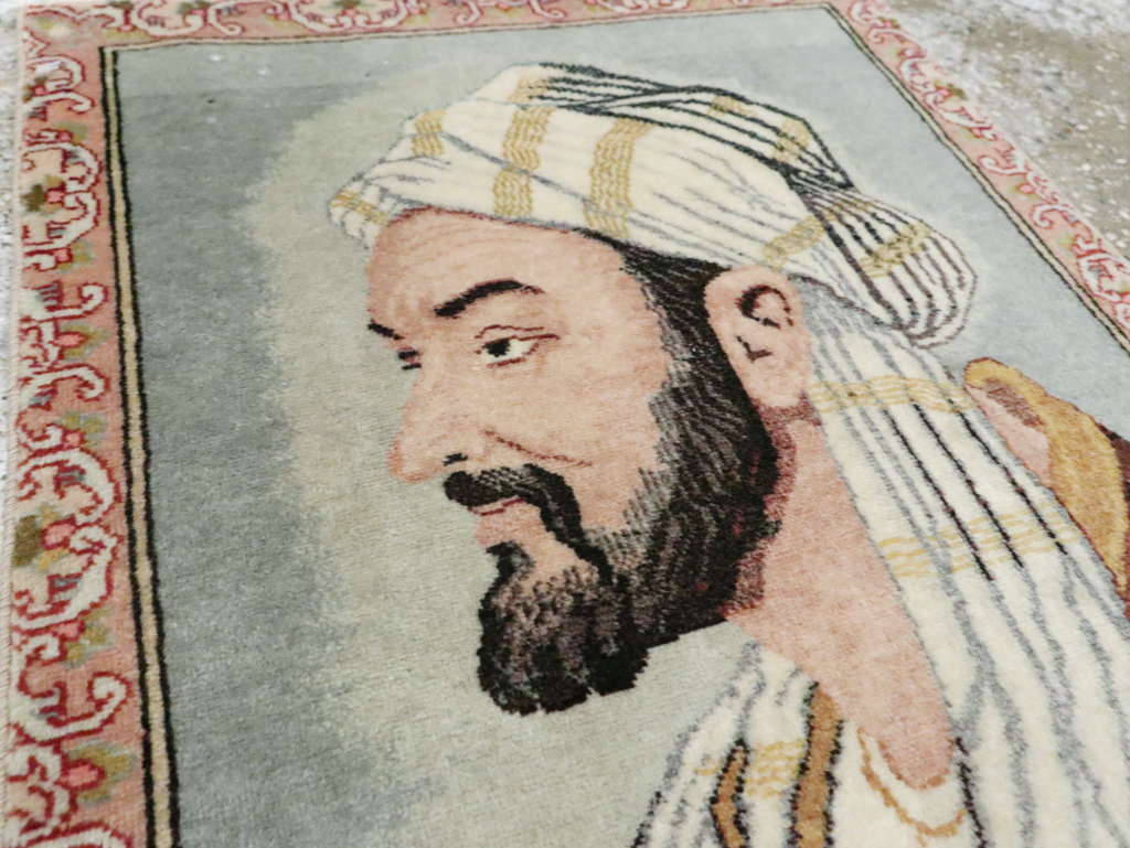 Vintage Persian Tabriz Pictorial Rug, No.28138 - Staging