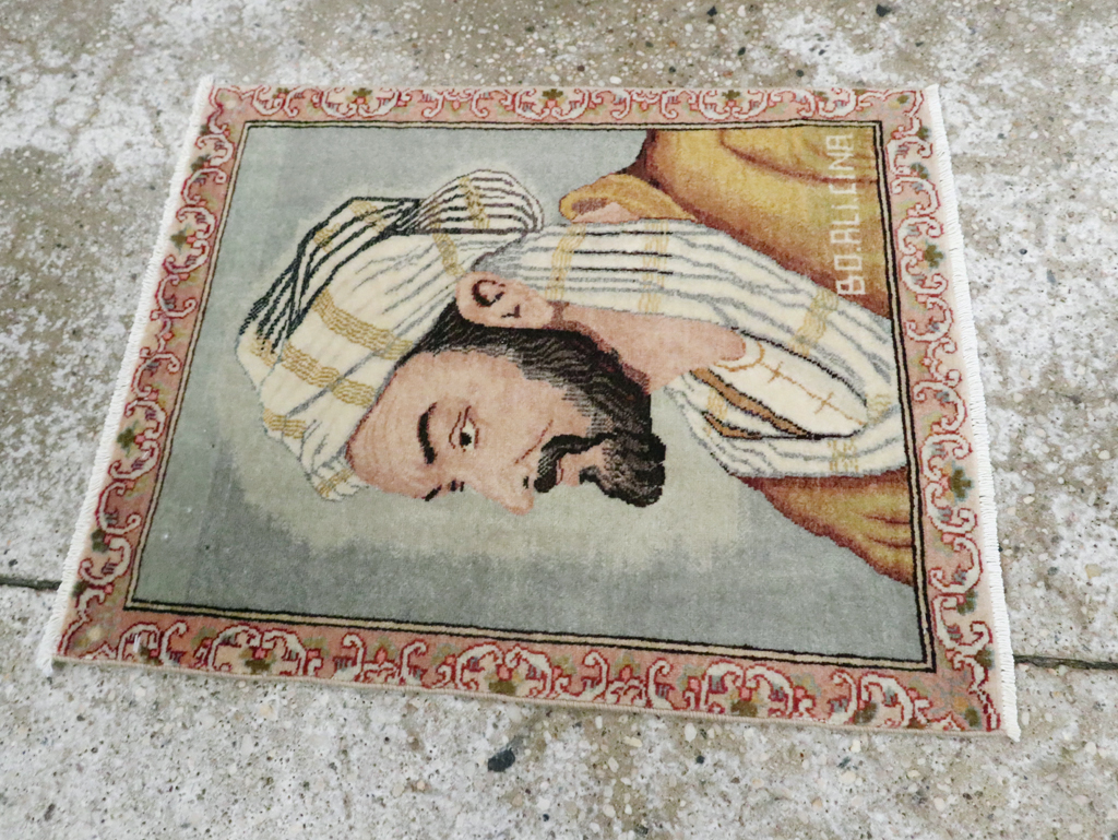 Vintage Persian Tabriz Pictorial Rug, No.28138 - Staging