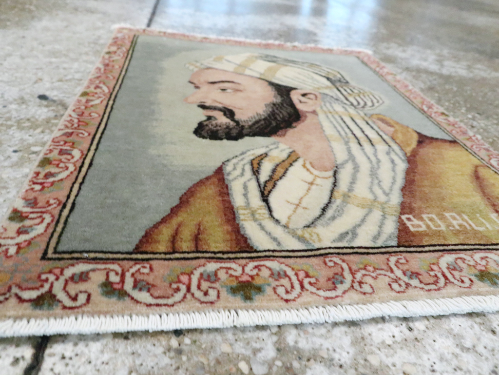 Vintage Persian Tabriz Pictorial Rug, No.28138 - Staging