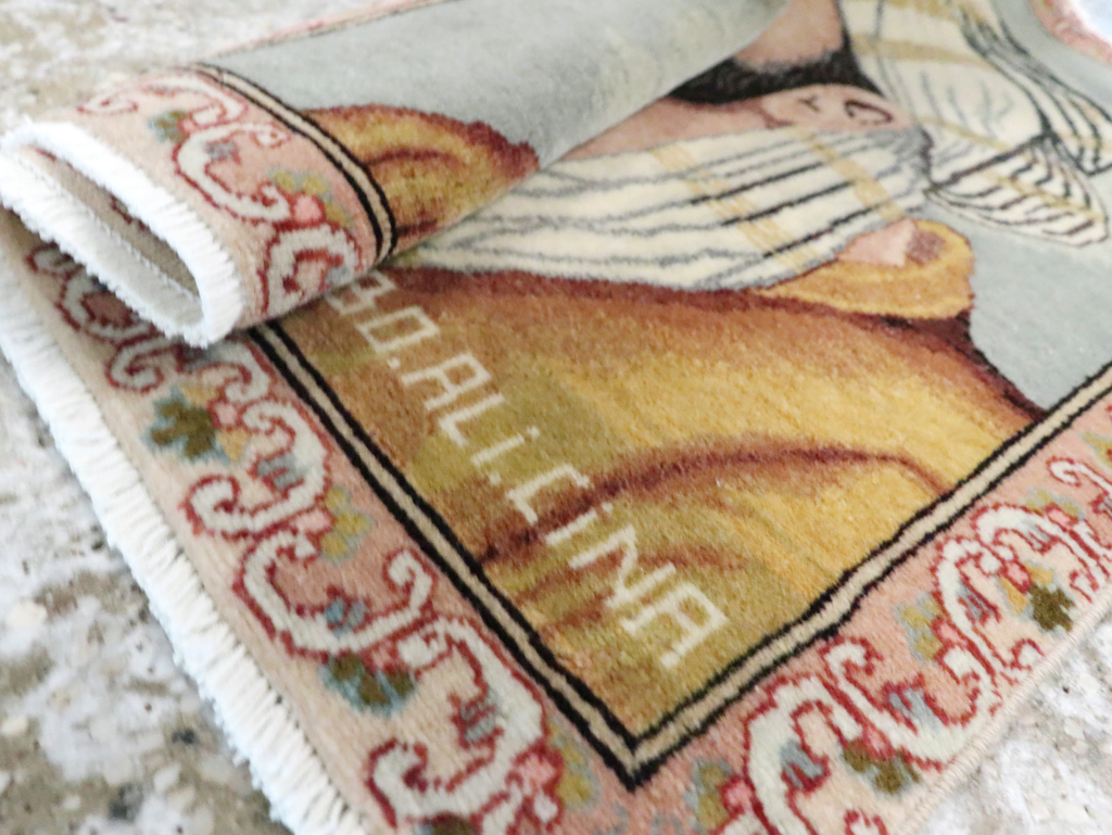 Vintage Persian Tabriz Pictorial Rug, No.28138 - Staging