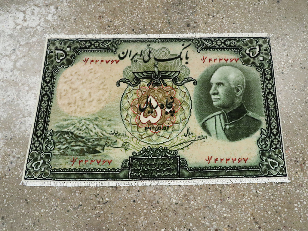 Vintage Persian Tabriz Pictorial Rug, No.28140 - Staging