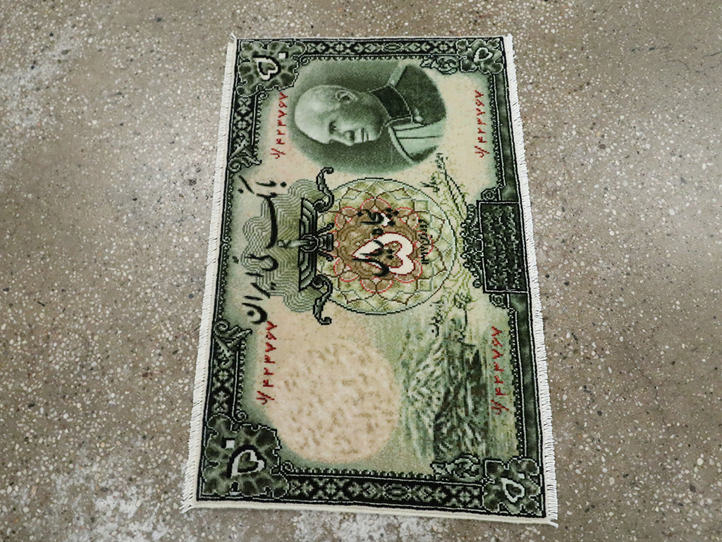 Vintage Persian Tabriz Pictorial Rug, No.28140 - Staging