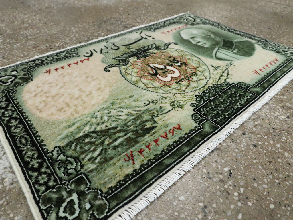 Vintage Persian Tabriz Pictorial Rug, No.28140 - Staging