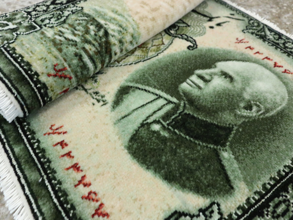 Vintage Persian Tabriz Pictorial Rug, No.28140 - Staging