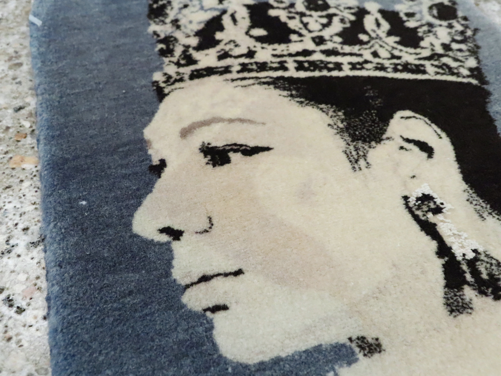 Vintage Persian Tabriz Pictorial Rug, No.28141 - Staging