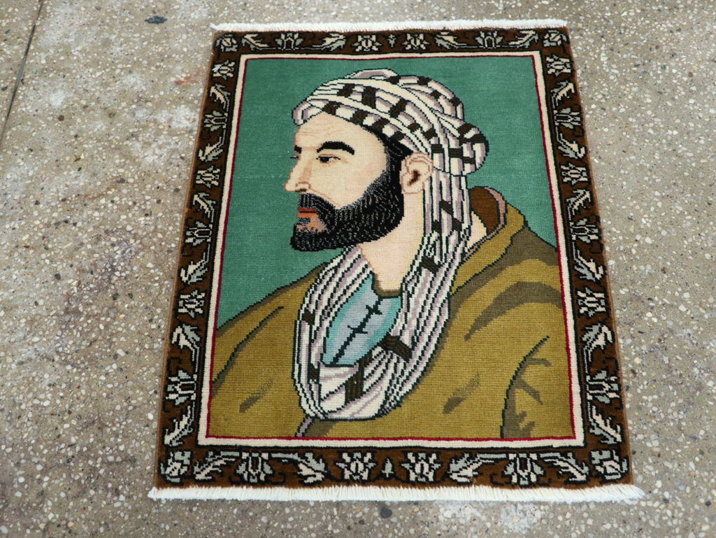 Vintage Persian Tabriz Pictorial Rug, No.28142 - Staging