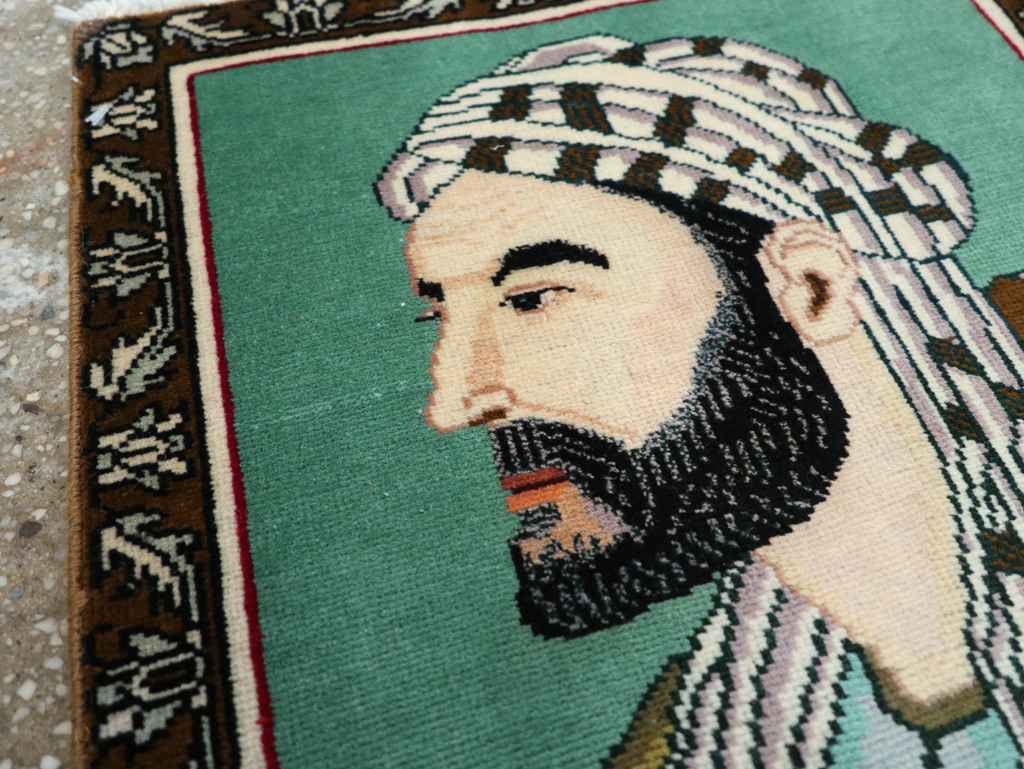 Vintage Persian Tabriz Pictorial Rug, No.28142 - Staging